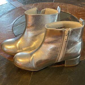 Shimmering Silver Kids Ankle Boots